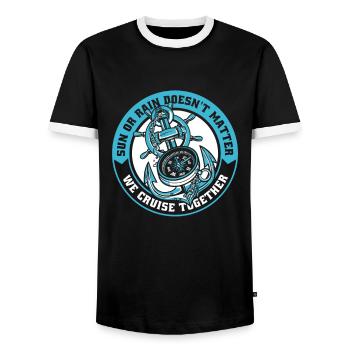 Cruise Ship Holiday Ships Cruise - Men's Ringer Shirt - black/white - Front - AI Model Female 172 light (172cm) & AI Model Male 178 light (178cm)