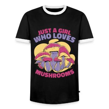 Pilz Pilze Funghi Champignon - Männer Kontrast-T-Shirt - Schwarz/Weiß - Vorne - AI Model Female 172 light (172cm) & AI Model Male 178 light (178cm)