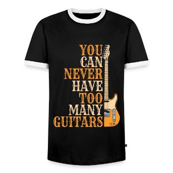 Guitar Guitarist Musician Acoustic Guitar Instruments - Men's Ringer Shirt - black/white - Front - AI Model Female 172 light (172cm) & AI Model Male 178 light (178cm)