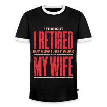 Rentner Ruhestand Rente Pensionierung - Männer Kontrast-T-Shirt - Schwarz/Weiß - Vorne - AI Model Female 172 light (172cm) & AI Model Male 178 light (178cm)