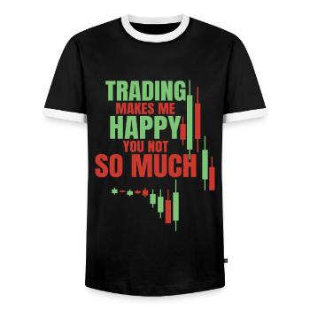 Aktienhandel Trader Börse Trading Aktien - Männer Kontrast-T-Shirt - Schwarz/Weiß - Vorne - AI Model Female 172 light (172cm) & AI Model Male 178 light (178cm)