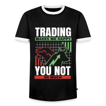 Aktienhandel Trader Börse Trading Aktien - Männer Kontrast-T-Shirt - Schwarz/Weiß - Vorne - AI Model Female 172 light (172cm) & AI Model Male 178 light (178cm)