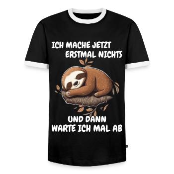 Faultier Faultiere Tier Schlafen Faul - Männer Kontrast-T-Shirt - Schwarz/Weiß - Vorne - AI Model Female 172 light (172cm) & AI Model Male 178 light (178cm)