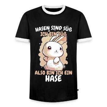 Hase Hasen Kaninchen Haustier - Männer Kontrast-T-Shirt - Schwarz/Weiß - Vorne - AI Model Female 172 light (172cm) & AI Model Male 178 light (178cm)