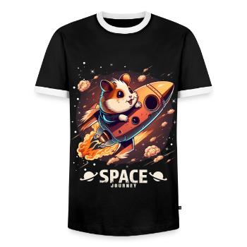 Astronaut Hamster Hamsterliebhaber Weltall Design - Männer Kontrast-T-Shirt - Schwarz/Weiß - Vorne - AI Model Female 172 light (172cm) & AI Model Male 178 light (178cm)