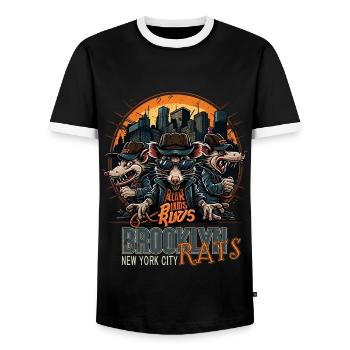 New York City Brooklyn Rat Rats - T-shirt contrasté Homme - noir/blanc - Devant - AI Model Female 172 light (172cm) & AI Model Male 178 light (178cm)