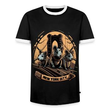 New York City Brooklyn Bridge Rat Plague - T-shirt contrasté Homme - noir/blanc - Devant - AI Model Female 172 light (172cm) & AI Model Male 178 light (178cm)