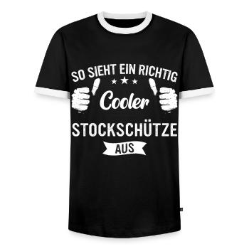 Stockschütze Eisstockschießen Eisstock - Männer Kontrast-T-Shirt - Schwarz/Weiß - Vorne - AI Model Female 172 light (172cm) & AI Model Male 178 light (178cm)