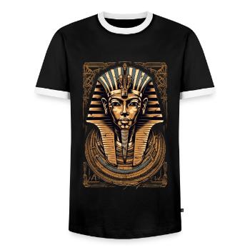 Pharao Ägypten Totenmaske Geschenk - Männer Kontrast-T-Shirt - Schwarz/Weiß - Vorne - AI Model Female 172 light (172cm) & AI Model Male 178 light (178cm)
