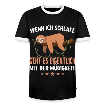 Faultier Faultiere Tier Schlafen Faul - Männer Kontrast-T-Shirt - Schwarz/Weiß - Vorne - AI Model Female 172 light (172cm) & AI Model Male 178 light (178cm)