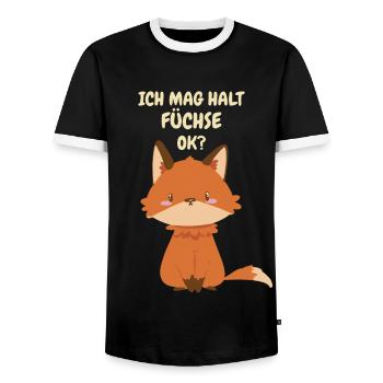 Fuchs Füchse Wildtier Waldtier Rotfuchs - Männer Kontrast-T-Shirt - Schwarz/Weiß - Vorne - AI Model Female 172 light (172cm) & AI Model Male 178 light (178cm)