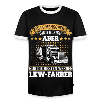 LKW Fahrer Fernfahrer Lastkraftwagenfahrer - Männer Kontrast-T-Shirt - Schwarz/Weiß - Vorne - AI Model Female 172 light (172cm) & AI Model Male 178 light (178cm)