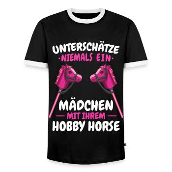 Hobby Horsing Steckenpferd Hobbyhorsing - Männer Kontrast-T-Shirt - Schwarz/Weiß - Vorne - AI Model Female 172 light (172cm) & AI Model Male 178 light (178cm)