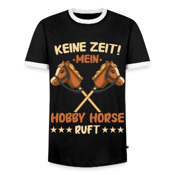 Hobby Horsing Steckenpferd Hobbyhorsing - Männer Kontrast-T-Shirt - Schwarz/Weiß - Vorne - AI Model Female 172 light (172cm) & AI Model Male 178 light (178cm)