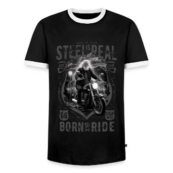 Vieux motard motard cool - T-shirt contrasté Homme - noir/blanc - Devant - AI Model Female 172 light (172cm) & AI Model Male 178 light (178cm)