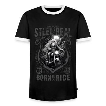Vieux motard motard cool - T-shirt contrasté Homme - noir/blanc - Devant - AI Model Female 172 light (172cm) & AI Model Male 178 light (178cm)