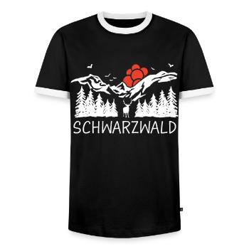 Schwarzwald Schwarzwälder Baden-Württemberg - Männer Kontrast-T-Shirt - Schwarz/Weiß - Vorne - AI Model Female 172 light (172cm) & AI Model Male 178 light (178cm)