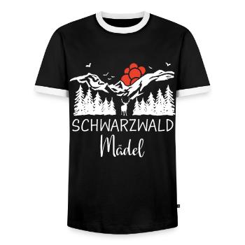 Schwarzwald Schwarzwälder Baden-Württemberg - Männer Kontrast-T-Shirt - Schwarz/Weiß - Vorne - AI Model Female 172 light (172cm) & AI Model Male 178 light (178cm)