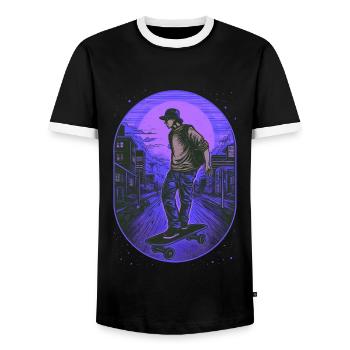 Skateboarder - Männer Kontrast-T-Shirt - Schwarz/Weiß - Vorne - AI Model Female 172 light (172cm) & AI Model Male 178 light (178cm)