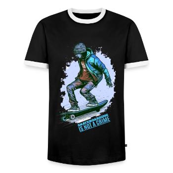 Cool Skater Skateboarding is not a Crime - Men's Ringer Shirt - black/white - Front - AI Model Female 172 light (172cm) & AI Model Male 178 light (178cm)