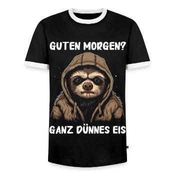 Faultier Faultiere Tier Schlafen Faul - Männer Kontrast-T-Shirt - Schwarz/Weiß - Vorne - AI Model Female 172 light (172cm) & AI Model Male 178 light (178cm)