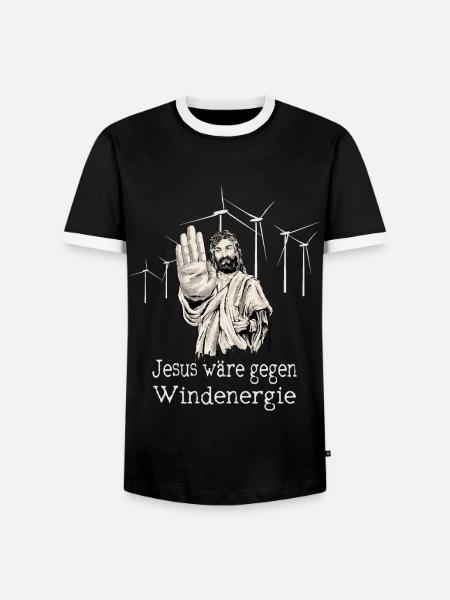 Jesus wäre gegen Windenergie - Männer Kontrast-T-Shirt - Schwarz/Weiß