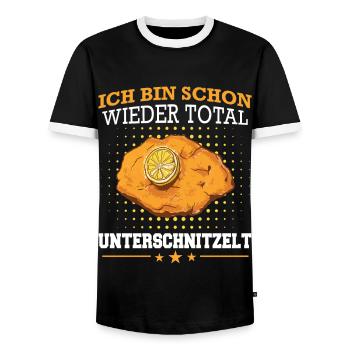 Wiener Schnitzel Plätzli Österreich Essen - Männer Kontrast-T-Shirt - Schwarz/Weiß - Vorne - AI Model Female 172 light (172cm) & AI Model Male 178 light (178cm)