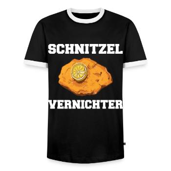 Wiener Schnitzel Plätzli Österreich Essen - Männer Kontrast-T-Shirt - Schwarz/Weiß - Vorne - AI Model Female 172 light (172cm) & AI Model Male 178 light (178cm)