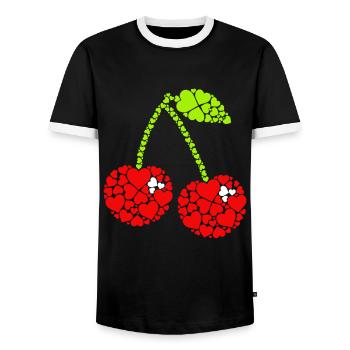 Cherry Fruit Cherries Cherry - Men's Ringer Shirt - black/white - Front - AI Model Female 172 light (172cm) & AI Model Male 178 light (178cm)