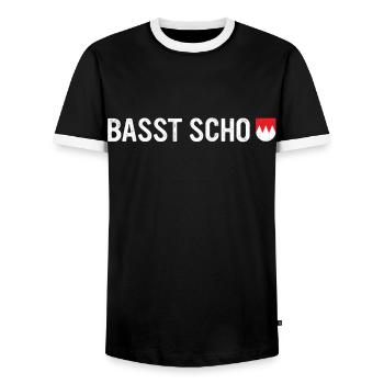 Franken Bayern Nürnberg Frankenland Fränkisch - Männer Kontrast-T-Shirt - Schwarz/Weiß - Vorne - AI Model Female 172 light (172cm) & AI Model Male 178 light (178cm)