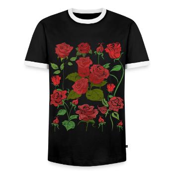 Nature Roses Blossoms Hobby Gardener Gift Botany - Men's Ringer Shirt - black/white - Front - AI Model Female 172 light (172cm) & AI Model Male 178 light (178cm)
