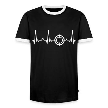 Sport Shooter Club de tir sportif Tireur - T-shirt contrasté Homme - noir/blanc - Devant - AI Model Female 172 light (172cm) & AI Model Male 178 light (178cm)