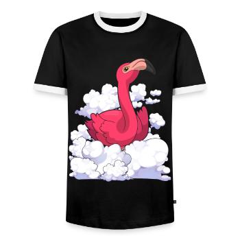 Exotisches Tier Geschenk Wolken Rosa Flamingo - Männer Kontrast-T-Shirt - Schwarz/Weiß - Vorne - AI Model Female 172 light (172cm) & AI Model Male 178 light (178cm)