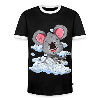 Australie Animal Zoo Animal Gift Nuages Koala - T-shirt contrasté Homme - noir/blanc - Devant - AI Model Female 172 light (172cm) & AI Model Male 178 light (178cm)