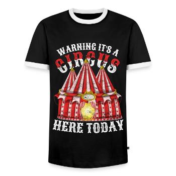 Attention, here is a circus today Funny circus - Men's Ringer Shirt - black/white - Front - AI Model Female 172 light (172cm) & AI Model Male 178 light (178cm)