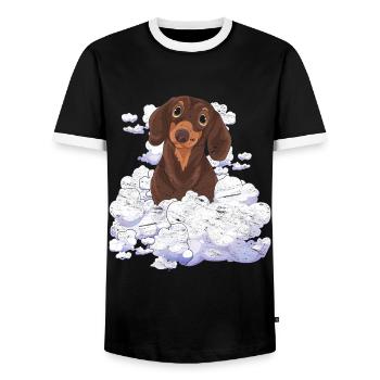 Dog Lover Dogs Gift Clouds Dachshund - Men's Ringer Shirt - black/white - Front - AI Model Female 172 light (172cm) & AI Model Male 178 light (178cm)