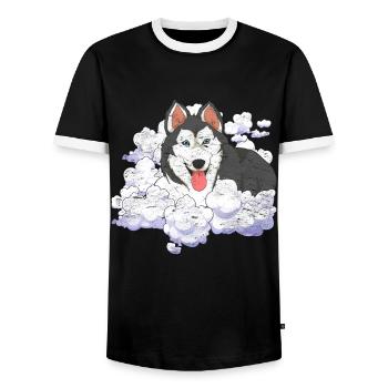 Pet Siberian Dog Gift Clouds Husky - Men's Ringer Shirt - black/white - Front - AI Model Female 172 light (172cm) & AI Model Male 178 light (178cm)