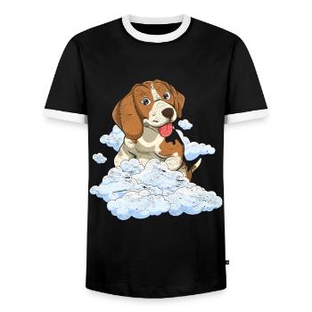 Dog Lover Clouds Dogs Gift Beagle - Men's Ringer Shirt - black/white - Front - AI Model Female 172 light (172cm) & AI Model Male 178 light (178cm)