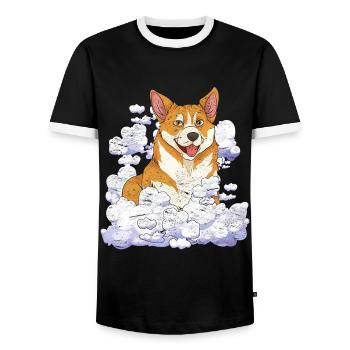 Dog Lover Dog Pet Gift Cloud Corgi - Men's Ringer Shirt - black/white - Front - AI Model Female 172 light (172cm) & AI Model Male 178 light (178cm)