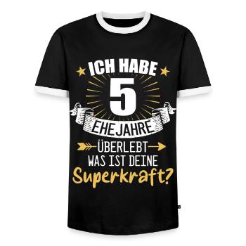 5 Hochzeitstag Geschenk Ehejahre - Männer Kontrast-T-Shirt - Schwarz/Weiß - Vorne - AI Model Female 172 light (172cm) & AI Model Male 178 light (178cm)