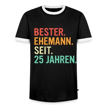 25 Hochzeitstag Geschenk Ehejahre - Männer Kontrast-T-Shirt - Schwarz/Weiß - Vorne - AI Model Female 172 light (172cm) & AI Model Male 178 light (178cm)