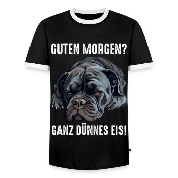 Cane Corso Italiano Hund - Männer Kontrast-T-Shirt - Schwarz/Weiß - Vorne - AI Model Female 172 light (172cm) & AI Model Male 178 light (178cm)