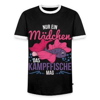 Tier Mädchen Geschenk Siamesischer Kampffisch - Männer Kontrast-T-Shirt - Schwarz/Weiß - Vorne - AI Model Female 172 light (172cm) & AI Model Male 178 light (178cm)