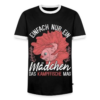 Einfach nur ein Mädchen das Kampffische mag - Männer Kontrast-T-Shirt - Schwarz/Weiß - Vorne - AI Model Female 172 light (172cm) & AI Model Male 178 light (178cm)