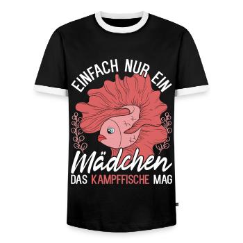 Ozeantier Mädchen Geschenk Siamesischer Kampffisch - Männer Kontrast-T-Shirt - Schwarz/Weiß - Vorne - AI Model Female 172 light (172cm) & AI Model Male 178 light (178cm)