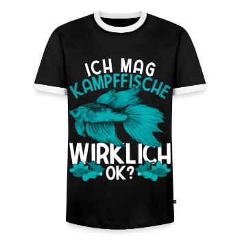 Tier Geschenk Lustiges Siamesischer Kampffisch - Männer Kontrast-T-Shirt - Schwarz/Weiß - Vorne - AI Model Female 172 light (172cm) & AI Model Male 178 light (178cm)