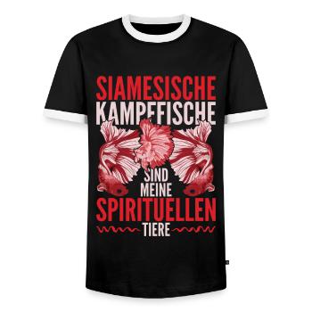 Tierliebhaber Lustiges Siamesischer Kampffisch - Männer Kontrast-T-Shirt - Schwarz/Weiß - Vorne - AI Model Female 172 light (172cm) & AI Model Male 178 light (178cm)