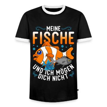 Angler Fischzüchter Angeln Geschenk Lustiges Fisch - Männer Kontrast-T-Shirt - Schwarz/Weiß - Vorne - AI Model Female 172 light (172cm) & AI Model Male 178 light (178cm)