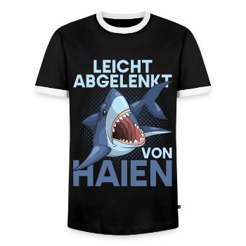 Ozean Tierliebhaber Geschenkidee Lustiges Hai - Männer Kontrast-T-Shirt - Schwarz/Weiß - Vorne - AI Model Female 172 light (172cm) & AI Model Male 178 light (178cm)