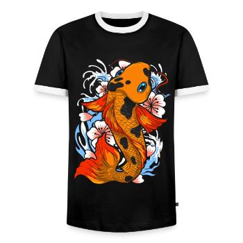 Koi Karpfen - Männer Kontrast-T-Shirt - Schwarz/Weiß - Vorne - AI Model Female 172 light (172cm) & AI Model Male 178 light (178cm)